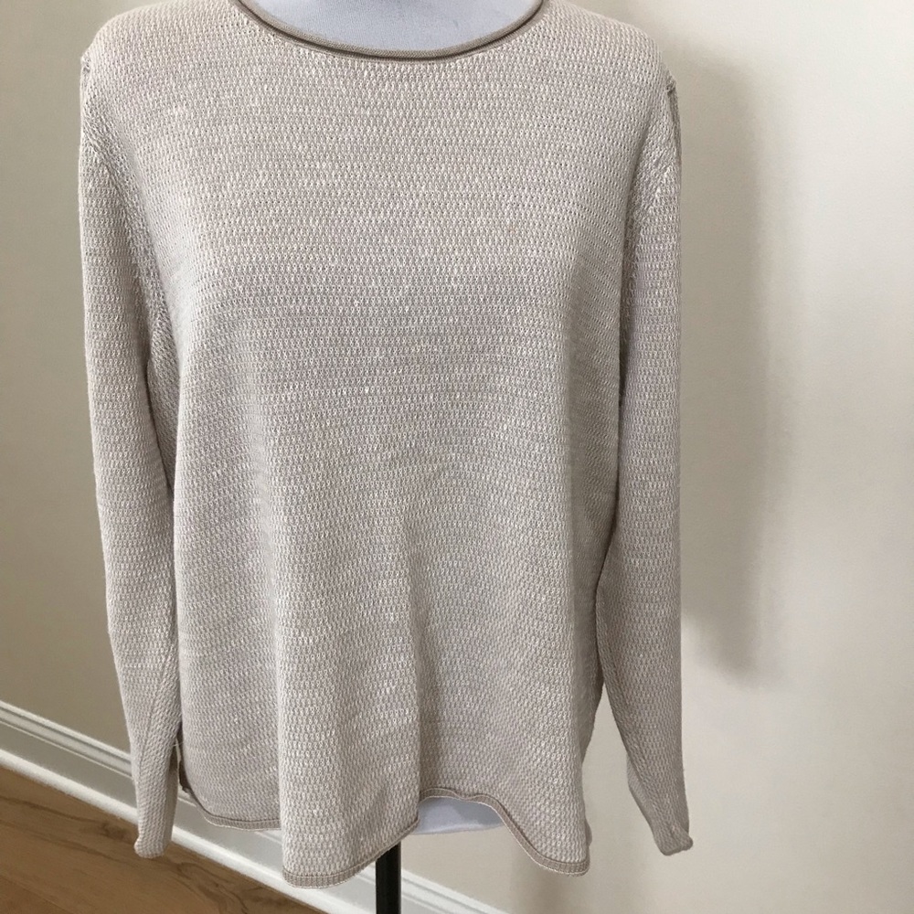 Eileen Fisher Textured Women's Cream and Tan Sweater in Large